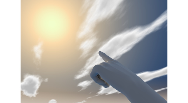 太陽を指差す/手の表現｜空と雲の背景 - ハンド/イラスト/手/写真/ダウンロード/フォト/画像加工OK