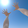 眩しい/手のひら/浴びる/太陽/光 - 手の表情・ポーズ｜無料イラスト素材