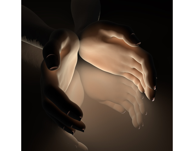 観察/暗闇/明かり/囲む/光/両手/反射 - ハンド/イラスト/手/写真/ダウンロード/フォト/画像加工OK