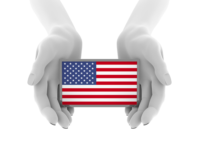 アメリカ-旗-国旗-手-支える - ハンド/イラスト/手/写真/ダウンロード/フォト/画像加工OK