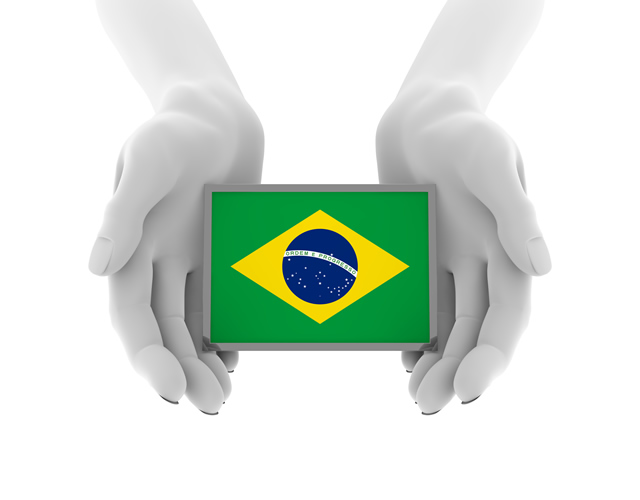 ブラジル-旗-国旗-手-包み込む - ハンド/イラスト/手/写真/ダウンロード/フォト/画像加工OK