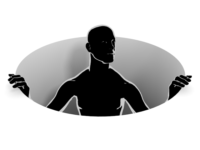 穴から這い出る｜偵察｜地底 - ヒューマン/シルエット/イラスト/写真/無料/人物/ダウンロード素材