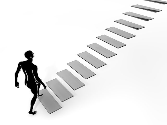 階段｜一歩一歩｜着実｜はじめの一歩 - ヒューマン/シルエット/イラスト/写真/無料/人物/ダウンロード素材