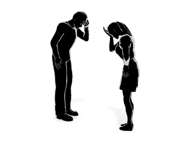 元気｜落ち込む｜カップル｜不合格 - ヒューマン/シルエット/イラスト/写真/無料/人物/ダウンロード素材