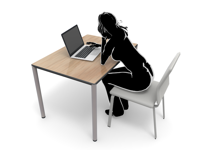 パソコン｜女性｜調べる｜悩む - ヒューマン/シルエット/イラスト/写真/無料/人物/ダウンロード素材