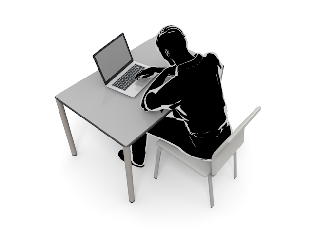 男性｜パソコン｜検索｜調べる｜心配事 - ヒューマン/シルエット/イラスト/写真/無料/人物/ダウンロード素材