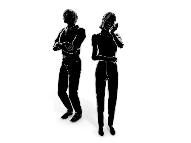 悩み｜夫婦｜疑い｜疑心暗鬼 - ヒューマン/シルエット/イラスト/写真/無料/人物/ダウンロード素材