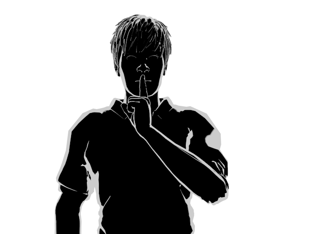 秘密｜ポーズ｜静かに - ヒューマン/シルエット/イラスト/写真/無料/人物/ダウンロード素材