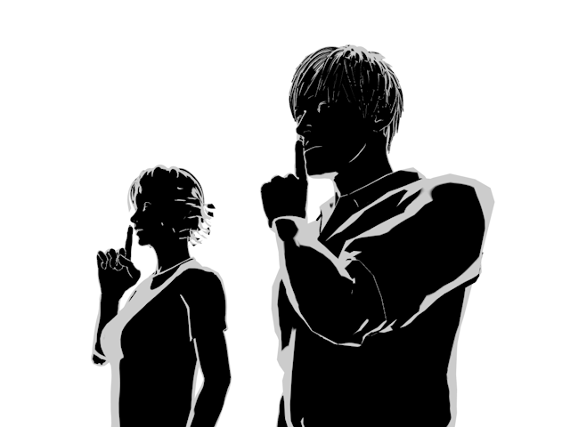 シークレット｜男女｜隠す - ヒューマン/シルエット/イラスト/写真/無料/人物/ダウンロード素材