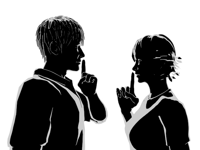 二人の秘密｜バレない｜男女 - ヒューマン/シルエット/イラスト/写真/無料/人物/ダウンロード素材