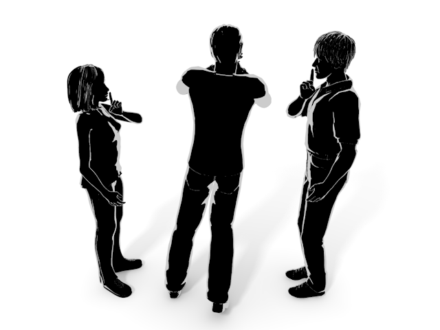 うわさ話｜びっくりする｜男性 - ヒューマン/シルエット/イラスト/写真/無料/人物/ダウンロード素材