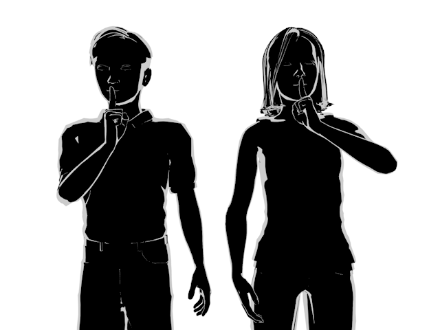 男女｜秘密｜内緒 - ヒューマン/シルエット/イラスト/写真/無料/人物/ダウンロード素材