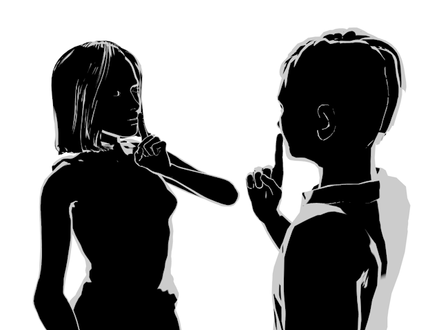 二人の秘密｜話さない｜約束 - ヒューマン/シルエット/イラスト/写真/無料/人物/ダウンロード素材