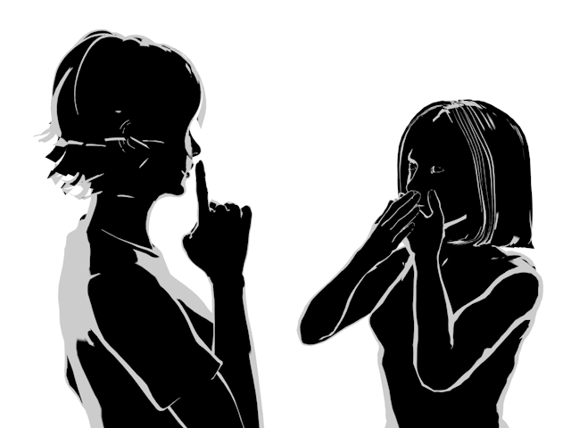 内緒の話｜驚く｜女性 - ヒューマン/シルエット/イラスト/写真/無料/人物/ダウンロード素材