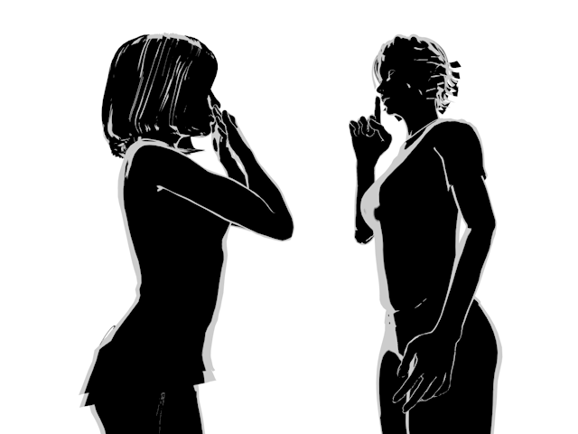 秘密を告げる｜驚く｜女性 - ヒューマン/シルエット/イラスト/写真/無料/人物/ダウンロード素材