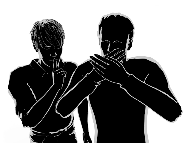 驚く｜内緒の話｜男性 - ヒューマン/シルエット/イラスト/写真/無料/人物/ダウンロード素材