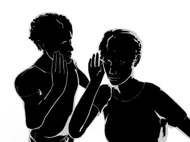教えてもらう｜内緒の話｜聞き耳 - ヒューマン/シルエット/イラスト/写真/無料/人物/ダウンロード素材