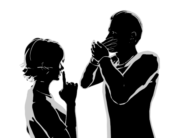 驚く｜秘密｜会話 - ヒューマン/シルエット/イラスト/写真/無料/人物/ダウンロード素材