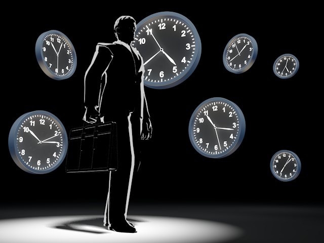 時間に振り回される｜いらいらする｜サラリーマン - ヒューマン/シルエット/イラスト/写真/無料/人物/ダウンロード素材