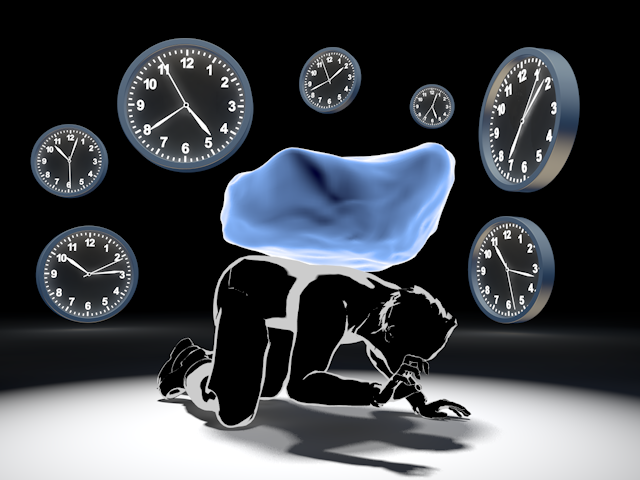 時間に追われる男性｜忙しい｜病気｜ストレス - ヒューマン/シルエット/イラスト/写真/無料/人物/ダウンロード素材