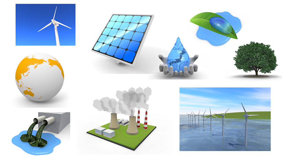 風力発電 / 地球 / 火力発電 / 太陽光発電 / 下水 / 汚水 / エネルギー / 自然環境 / エコ / 緑 / 太陽光パネル / 無料 / フリー素材 / ピクトアーツ
