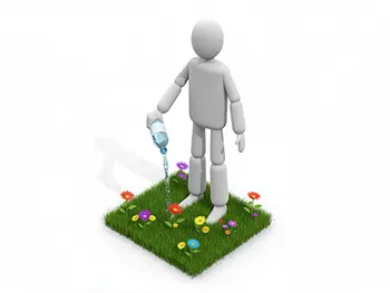 花に水をやっている人物のイラスト