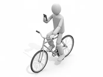 自転車に乗りながらスマートフォンを操作している人物のイラスト
