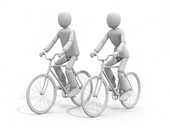 二人並んで自転車に乗っている人物のイラスト