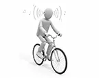 【無料イラスト】イヤホンで音楽を聴きながら自転車に乗る人の素材｜安全運転