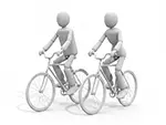 【無料イラスト】自転車で並走する二人の素材｜協力・競争・ペア