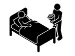 【無料イラスト】お見舞い・病気の人を見舞うピクトグラム｜入院・優しさのフリー素材（商用利用OK）