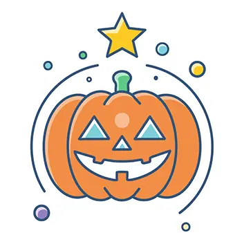 星が光るジャック・オ・ランタンのハロウィン無料アイコンイラスト