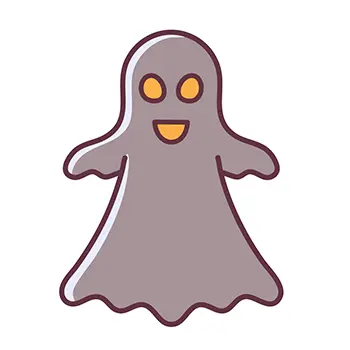 両手を広げた笑顔のオバケのハロウィンアイコンイラスト