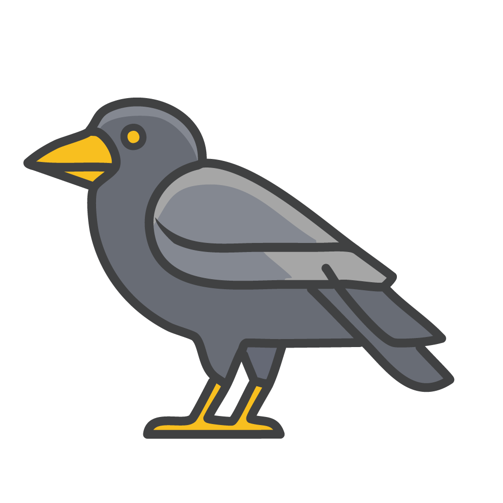 黄色いくちばしのカラスのハロウィン無料アイコンイラスト