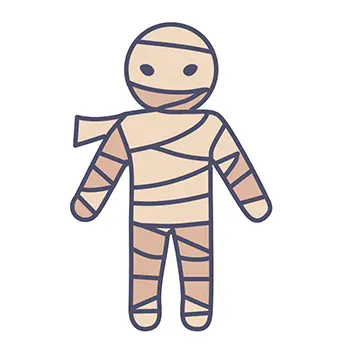 包帯を巻いた可愛いミイラのハロウィン無料イラスト（全身）