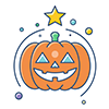 星が光るジャック・オ・ランタンのハロウィン無料アイコンイラスト