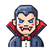 キバが鋭いヴァンパイアのドット絵風ハロウィンアイコンイラスト