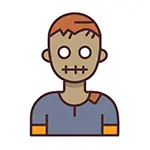 無料イラスト | 口に縫い目があるゾンビのハロウィンアイコン・フリー素材