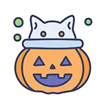 無料イラスト | 猫耳帽のジャック・オ・ランタンのアイコン素材