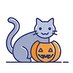 無料イラスト | 黒猫とジャック・オ・ランタンのハロウィンフリー素材