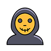 口元に縫い目があるフード顔のハロウィンアイコンイラスト