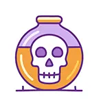 無料イラスト | ドクロマーク付きの毒薬瓶のハロウィンアイコン