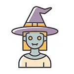 無料イラスト | 魔女の帽子をかぶった女吸血鬼のハロウィンアイコン素材