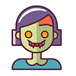 無料イラスト | キバが可愛い女ゾンビ（ヴァンパイア風）のハロウィンアイコン