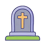 無料イラスト | 十字架のついた墓石（お墓）のハロウィンフリー素材