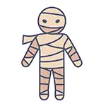 無料イラスト | 包帯を巻いた全身ミイラのハロウィンアイコン素材