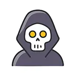 無料イラスト | フードをかぶった骸骨（ドクロ）のハロウィンアイコン素材