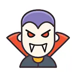 無料イラスト | 鋭いキバのヴァンパイアのハロウィンアイコン素材