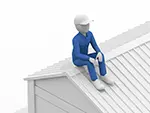 【無料イラスト】屋根の上で休憩する作業員のフリー素材 | 商用利用OK