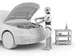 【無料イラスト】自動車整備・修理を行うロボットメカニック | フリー素材